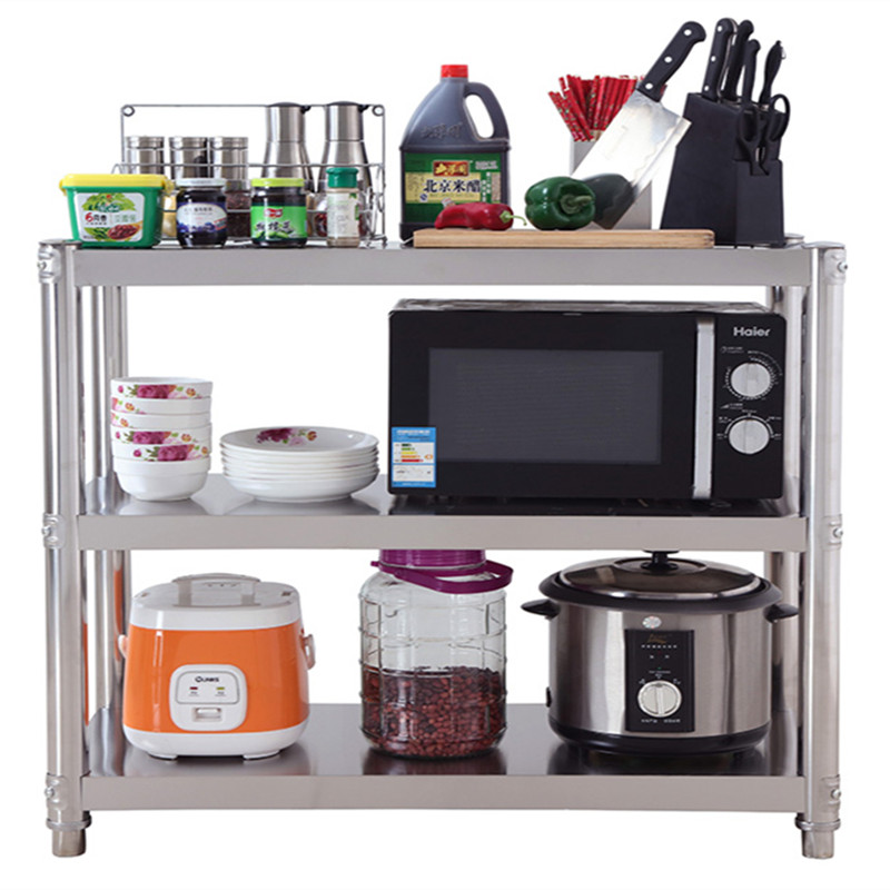 Kitchen rack 3-layer stainless steel microwave oven shelf floor-to-ceiling multi-layer vegetable pot rack shelf 4 storage rack