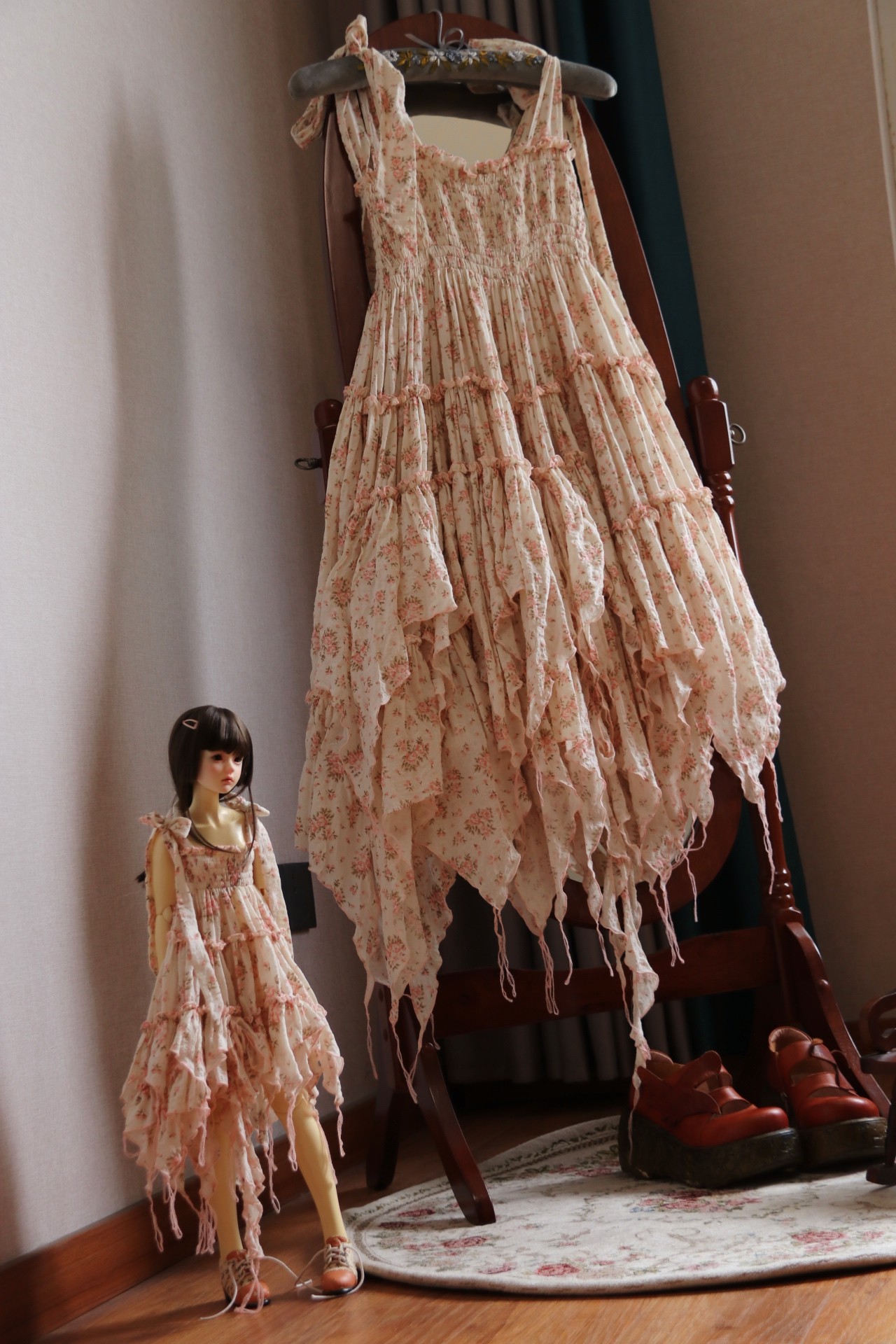 Одежда для кукол BJD 【情绪零碎bjd版】破碎感吊带纯欲温柔lolita裙bjd亲子装 OTHER