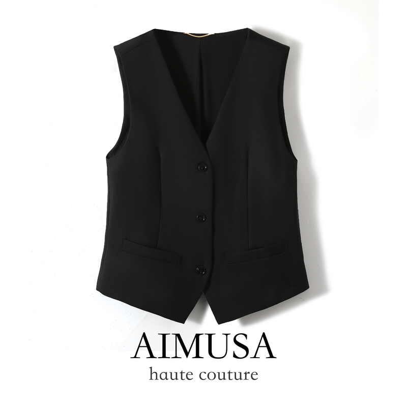 Aimusa 26 Spring/Summer Minimalist Row Style Women's Vest 2026 Spring New Sleeveless Top Vest