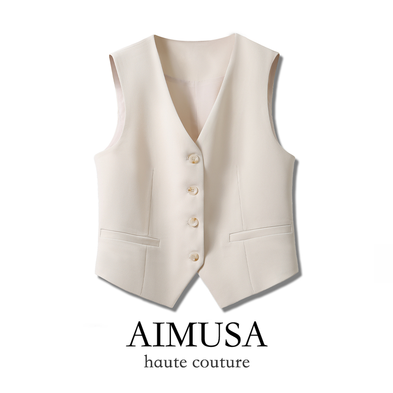 Aimusa 26 Spring New Minimalist Style Suit Vest Women's Layered Waistcoat Small Jacket Aimusa 26 Spring New Minimalist Style Suit Vest Women's Layered Waistcoat Small Jacket
