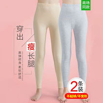 Cotton autumn pants Womens one-piece thin section wear tight warm pants Cotton high waist line pants slim body students