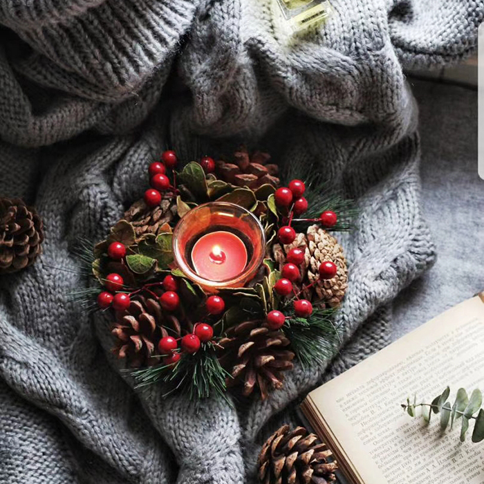 Pine Nuts Candleholder Foreign Trade Export American Creative Pine Needle Branches Retro Decorated Original Ecological Props Pendulum