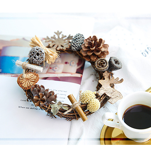 Floral ring rattan mini vine ring DIY handmade door hanging floral art Christmas Home Decorative Pendulum with photo props