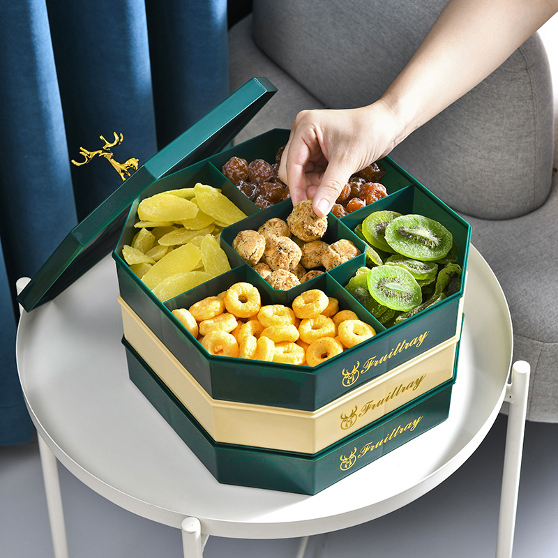 New Year's Confectionery Box Light Luxury Snacking Dry Fruit Box Household Dry Fruit Case Box Northern Europa Scarlet Dry Fruit Disk
