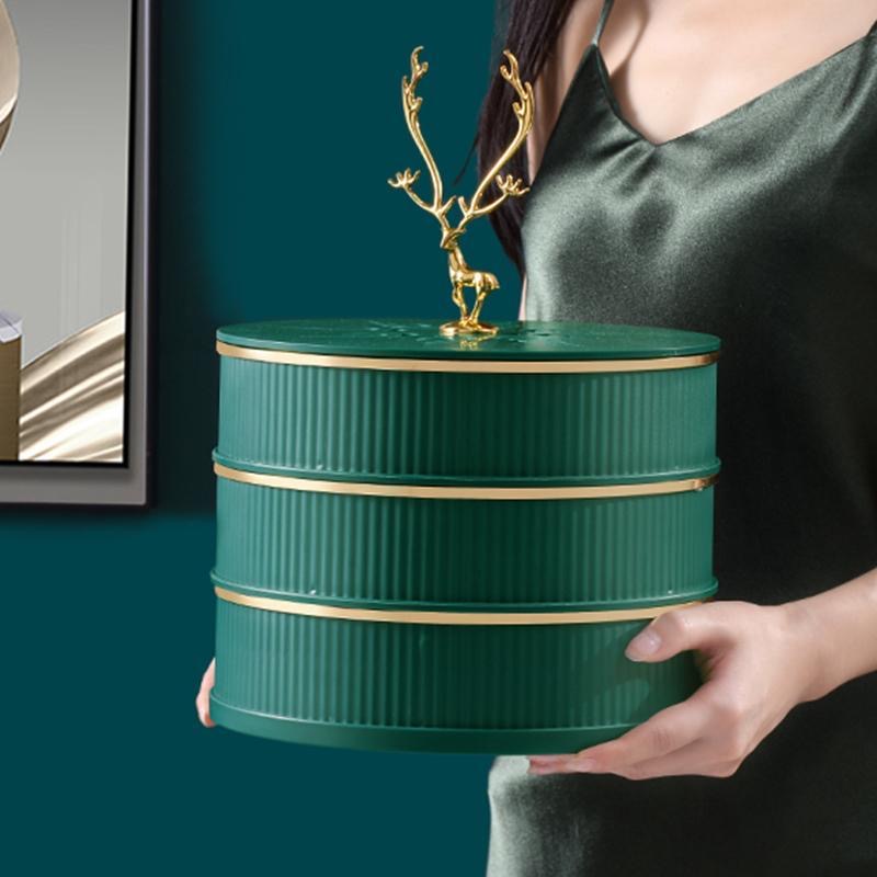 Triple layer of dried fruit box compartment with lid swivel home creative upscale wedding dry fruit tray living room over New Year's candy box