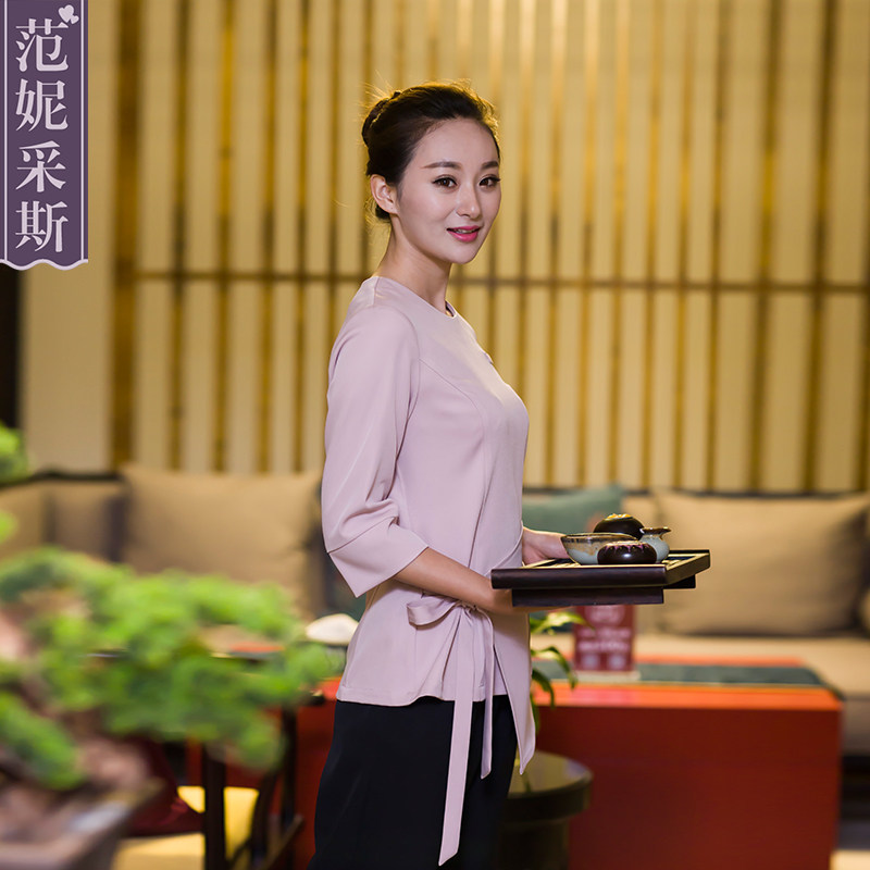 Fanniczes 2021 new beauty salon suit female spring and autumn nail apron health club suit sleeves