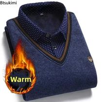 New 2024 Autumn Winter Mens Wool Shirt-Neck Sweater Fashion