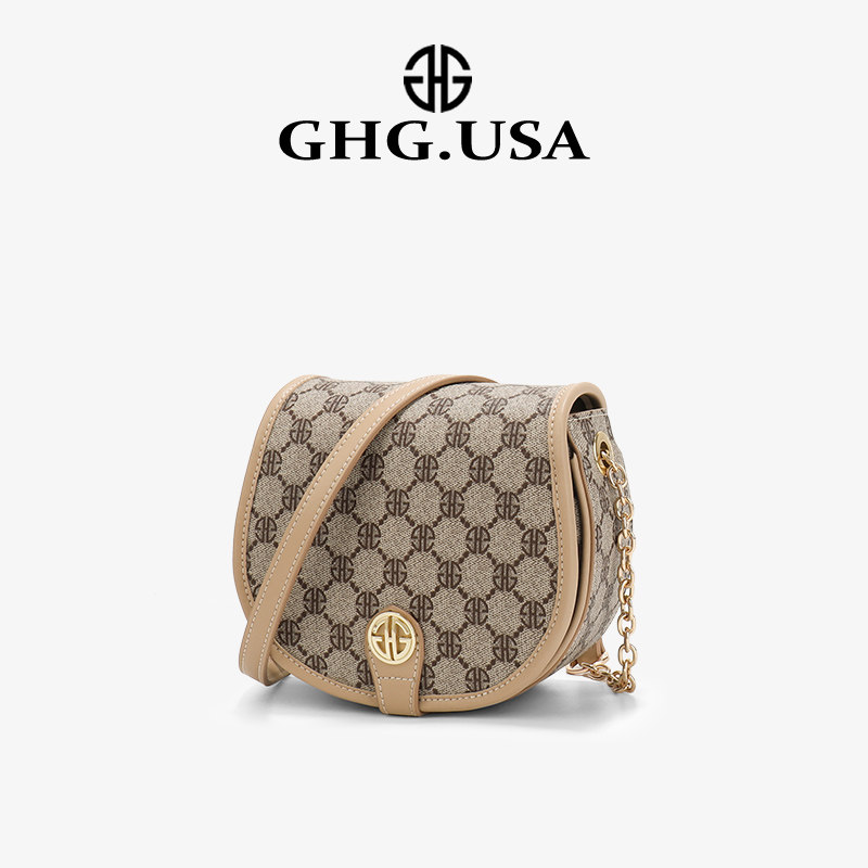 GHG light luxury brand big name printing saddle bag 2021 new fashion trend chain messenger small bag