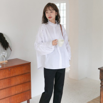 Pregnant women White shirt autumn spring and autumn 2021 New Fashion long sleeve tide hot mom loose net red out top