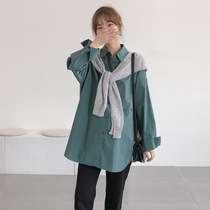 Pregnant womens long sleeve shirt Autumn Spring and Autumn Spring and Autumn Fashion Net red tide mother late pregnancy professional long sleeve shirt