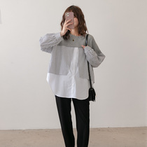 Maternity shirt spring and autumn 2021 new autumn Net Red fashion senior sense loose long sleeve temperament tide coat