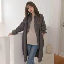 Maternity shirt Spring and Autumn long 2021 new autumn loose tide mom long sleeve trench coat coat
