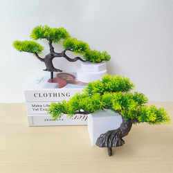 Artificial Welcoming Pine Green Plant Aquarium Landscaping Small Ornament Living Room Indoor Office Desktop Hotel Decoration Fake Pine Tree