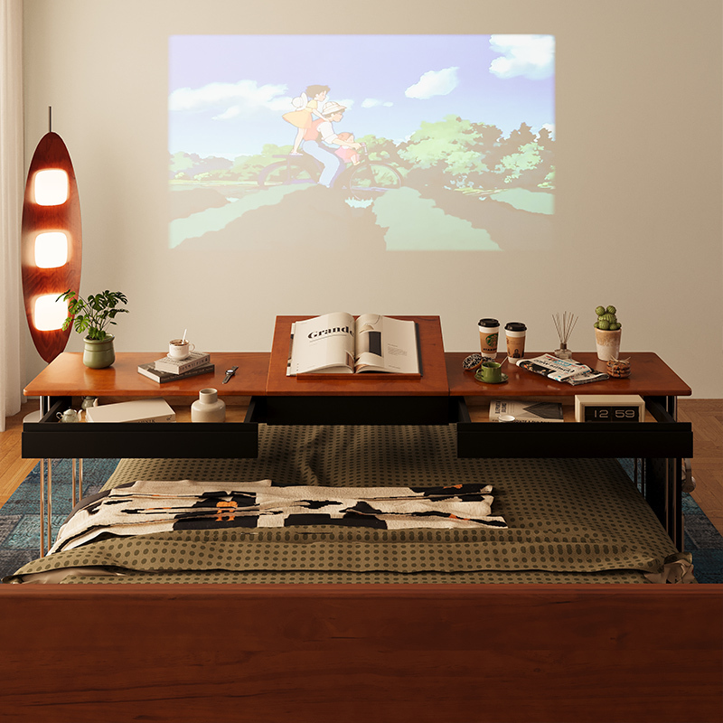 Xiangshu Lisheng Cross-Bed Table, Solid Wood Bedside Table, Movable End-Of-Bed Table, Desk, Large-Capacity Storage, Lazy Computer Desk