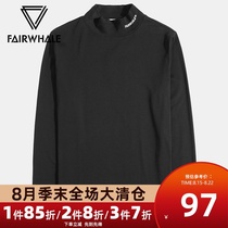 Mark Huafei long-sleeved T-shirt mens trend 2021 spring and autumn new black semi-turtleneck bottoming shirt ins trend autumn coat