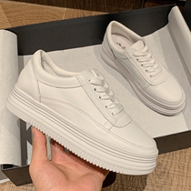 Tide small white shoes female genuine leather increase 2022 new leather leather casual plate shoes plus thick solid pine shoes