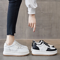 Tide brand leather thick white shoes in 2022 new autumn and winter add high pine cake shoes net red casual plate shoes