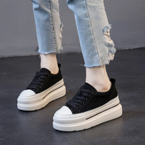 Trendy brand leather thick-soled platform shoes womens 2022 spring and autumn new breathable all-match casual single shoes explosive style small white shoes