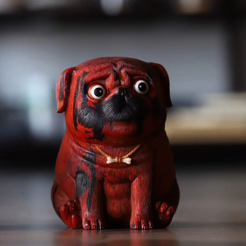 Pippy dog Bagbrother India small leaf purple sandalwood bazaar black pendulum with clear knife animal engraving red wooden collection A017-Taobao