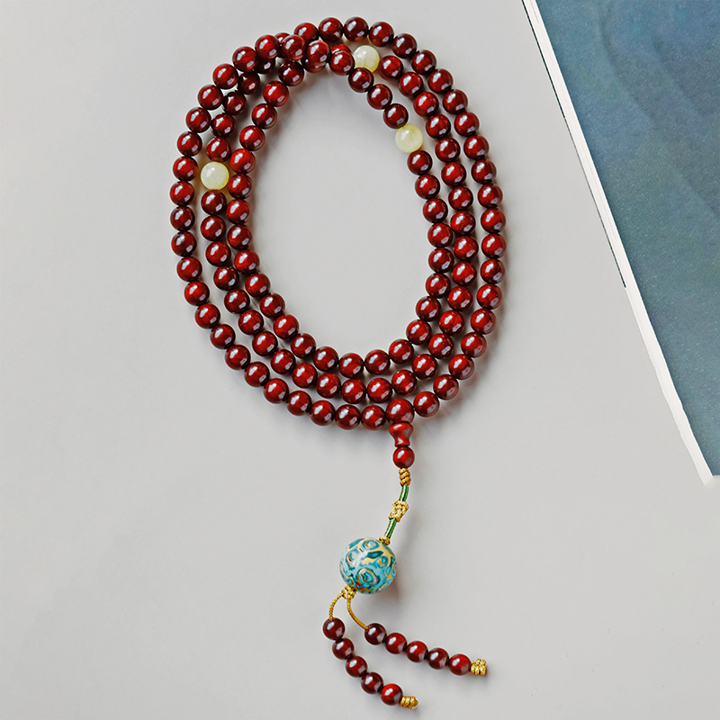 Mousse India small leaf purple sandalwood bracelet red wood pronounce pearl original Buddha pearl male and female hand strings Gold Star gifts 1161-Taobao