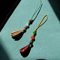 Jade Orchid India Old Mountain Honolulu Pendant Bag Pendant Red Wood Sandalwood Engraved phone chain Men and women Key buttons 0728