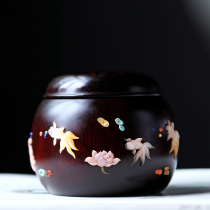 Over year with tea leaves jar India small leaf purple sandalwood containing jar Baobi embed storage go jar red wood 7137