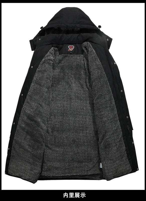 Áo khoác nam mùa đông đất dài trung niên trên đầu gối cộng với nhung dày với áo khoác bông lót áo khoác bố