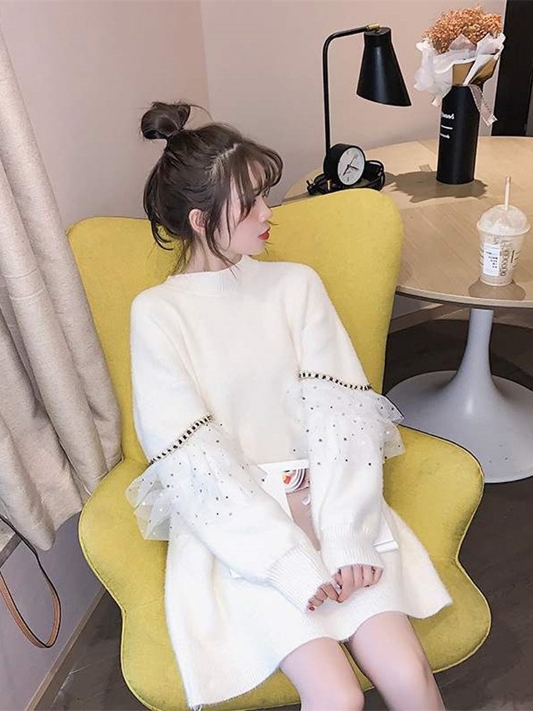 Pregnancy Woman Dress Autumn Winter Clothing Sweater Dress Spring Autumn Season Korean version Loose Cover Belly Blouse Women Pregnant Women Foreign Pie