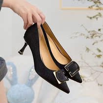 Strict selection of special material fabrics with high heel womens single shoes (4828)
