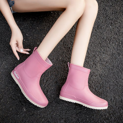 Fashionable rain boots, rain boots for women, mid-tube kitchen non-slip water shoes for women, waterproof plus velvet cotton, all-season rubber shoes, wear-resistant