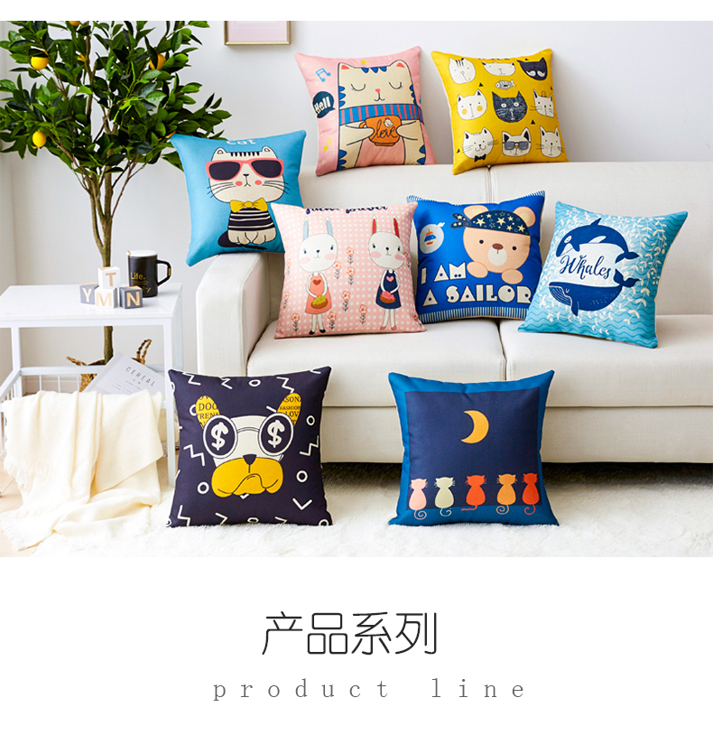Phim hoạt hình in gối sofa đệm vuông gối phòng khách hình chữ nhật đệm ôm gối không có lõi - Trở lại đệm / Bolsters gối ôm kèm chăn
