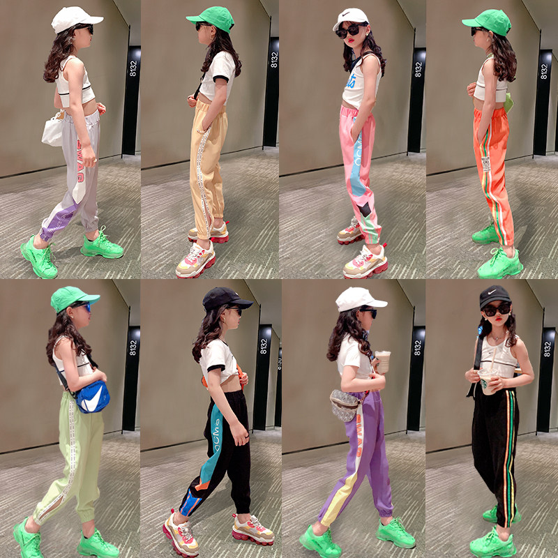 Girls pants summer ultra-thin breathable summer children's ice wire anti-mosquito pants junior middle school children's summer sports pants