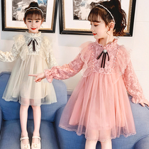 Girls velvet dress autumn and winter 10-year-old girl inside the court warm childrens small fragrance base skirt