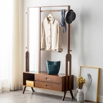 Shoes changing stool clothes hat rack integrated with mirror multifunctional wearing mirror hanging clothes hanger mobile clothes hanger floor bedroom home
