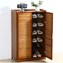 Solid wood 100 Yemeni shoe cabinet doorway outside bamboo shoe rack corridor aisle two doors breathable in doorway small shoe cabinet