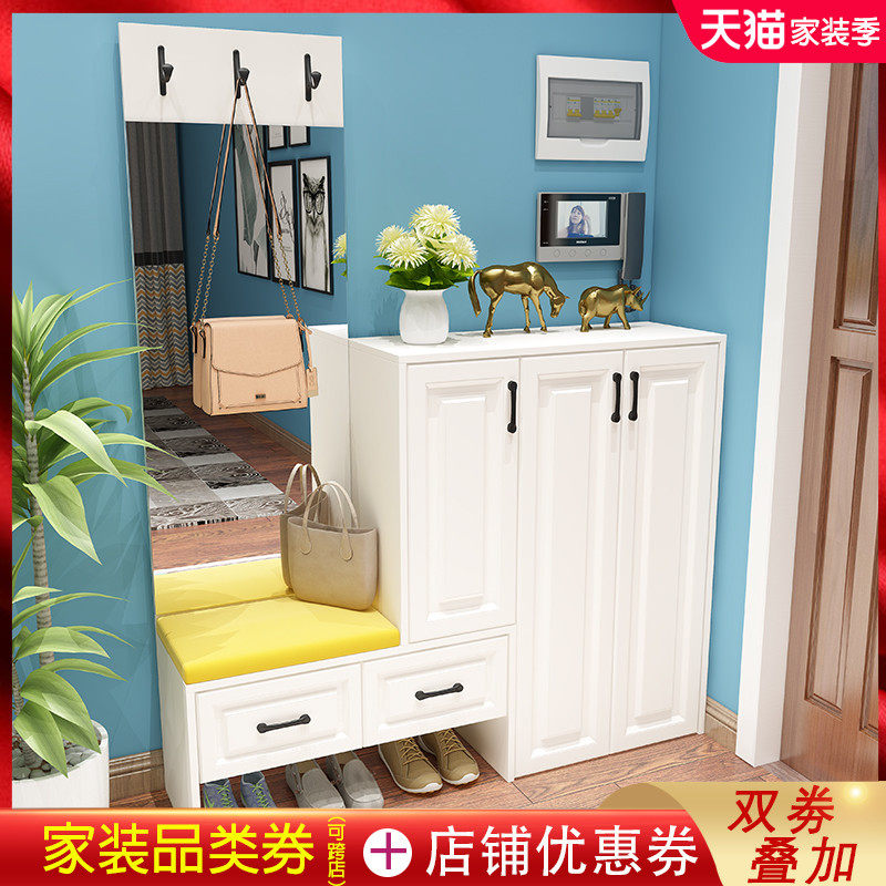 Catalmy shoe cabinet Home doorway Nordic Multi-functional modern Easy clothes hat cabinet Cabinet cabinet Chest Room Full Body Mirror Cabinet