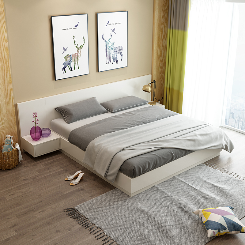 Day-style tatami accommodating bed modern minimalist Nordic plate bed Double beds 1 8 m Master bedroom with short bed