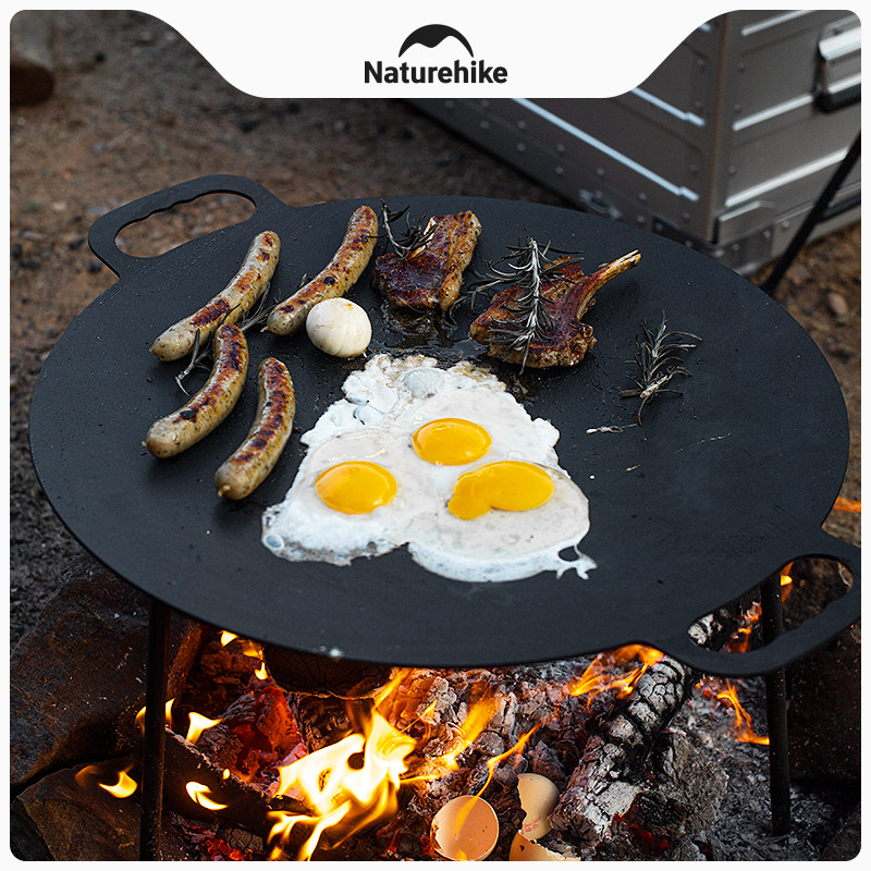 Naturhike Norway Guests Flat Bottom Large Baking Pan Outdoor Camping Cooked Iron Frying Pan Grill Pan Iron Plate Picnic Supplies-Taobao
