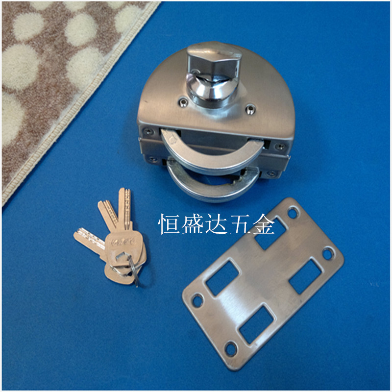 304 stainless steel glass door lock single side single open glass lock shop door pull door lock-free semicircle
