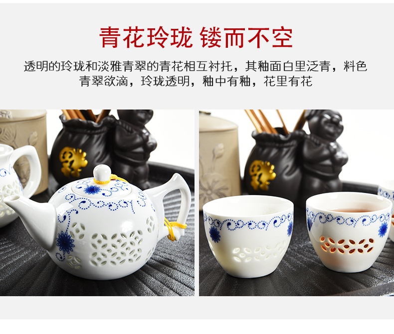 Japanese contracted household porcelain god purple sand tea set solid wood tea tray ceramic cups kung fu tea tea tea taking