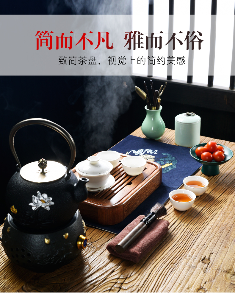 Porcelain sand Billy solid wood small mini tea tray was god contracted household water type tea sea kung fu tea tea tea