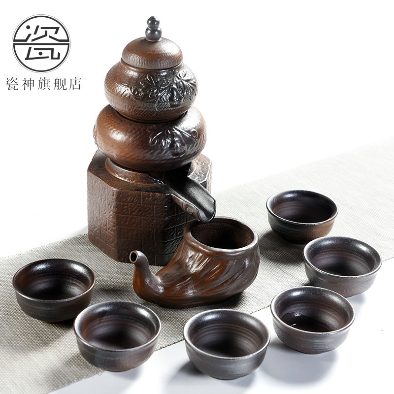Porcelain god restores ancient ways the modern wood tea set automatically suit household lazy people against the hot tea, tea tray tea sea teapot