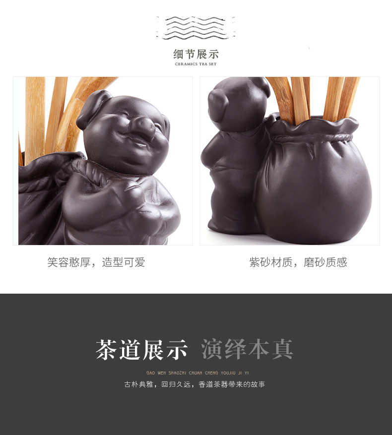 Porcelain clay ore violet arenaceous zhu xi shi god pot of kung fu tea set to restore ancient ways household 6 gentleman cup tea accessories