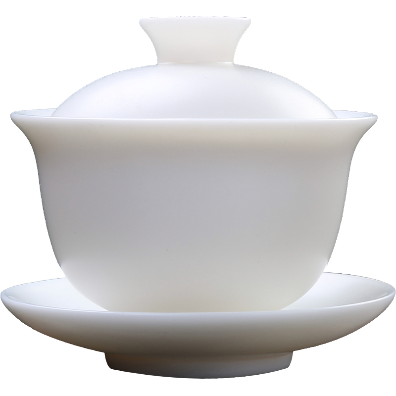 Household China white porcelain porcelain god only three tureen ceramic kung fu tea cup large suet high - white tea bowl