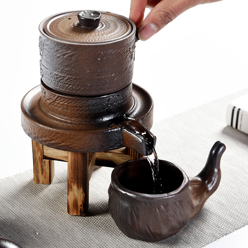 Porcelain god restores ancient ways the modern wood tea set automatically suit household lazy people against the hot tea, tea tray tea sea teapot
