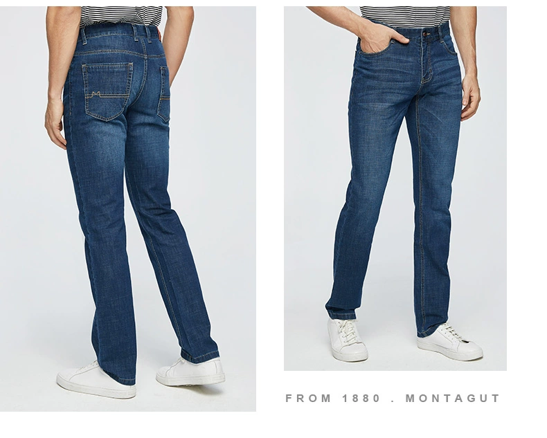 2019 mùa thu quần jean nam Montagut eo nam quần dài thẳng quần skinny mỏng quần jeans nam - Quần jean