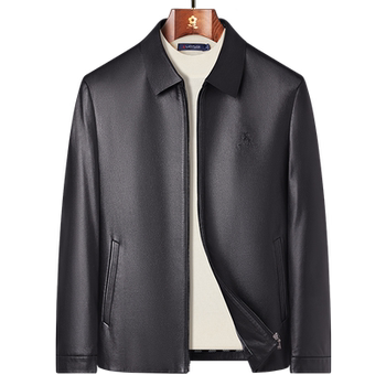 Montagut first layer cowhide lapel jacket leather jacket