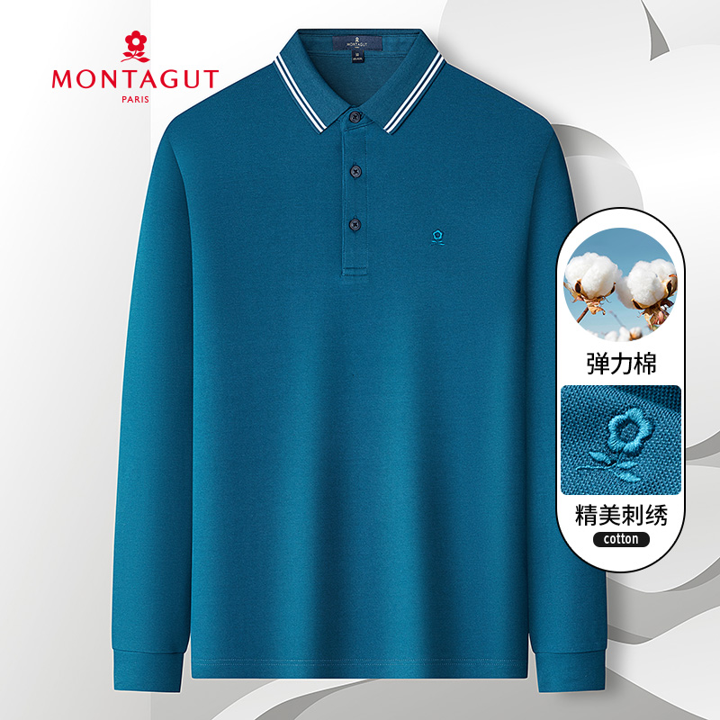 Montagut 梦特娇 22年秋款 男式翻领长袖POLO衫 天猫优惠券折后￥128包邮（￥318-190）3色可选