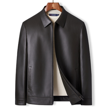 Montagut first-layer sheepskin anti-wrinkle and wear-resistant leather jacket
