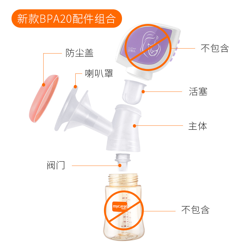 Kerui Er breast pump accessories are summarized with a two-piece integrated milker component assembly